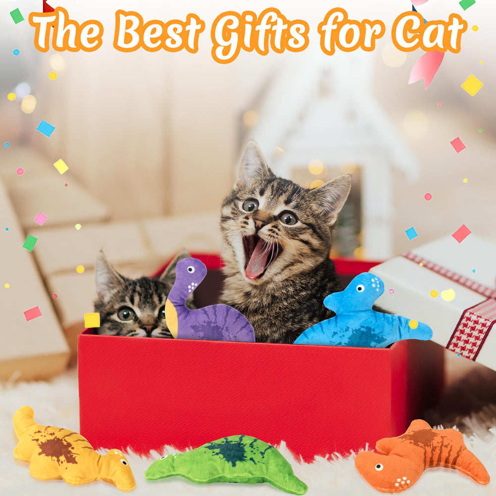 Ousiya catnip dinosaur toy interactive set encourages pouncing and carrying.