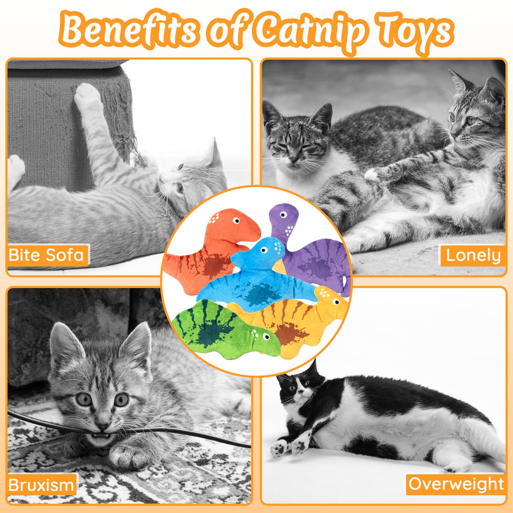 Ousiya catnip dinosaur toy soft cotton-fill for comfortable play.