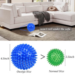 Ousiya spike ball image showing durability for aggressive chewers during fetch and chew sessions