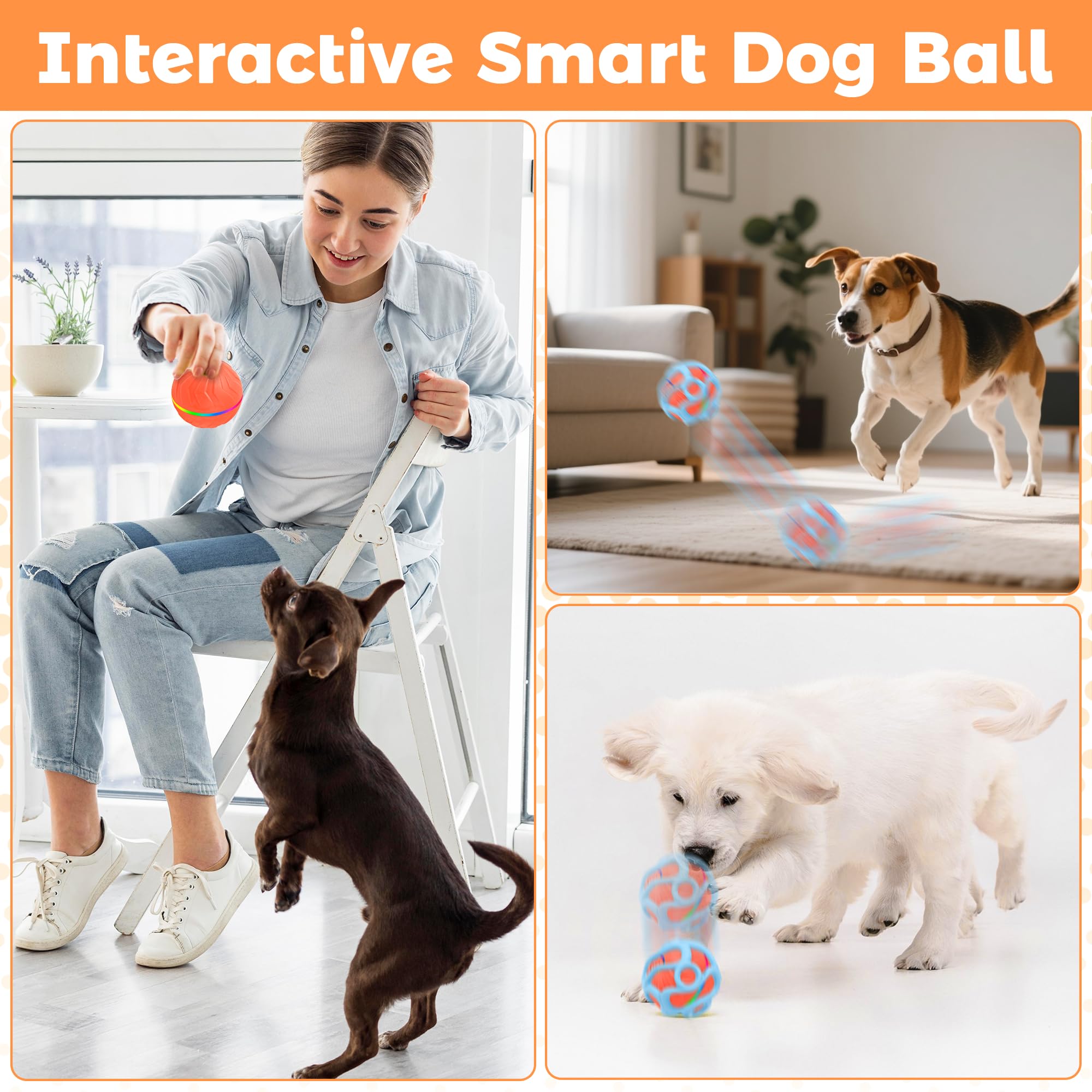 Ousiya Interactive Dog Ball suited for dogs of all sizes during training and play.