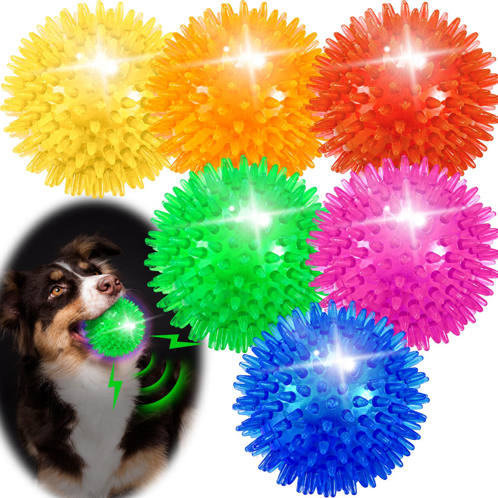 Ousiya light-up dog ball colorful 6-pack for nighttime fetch and visibility