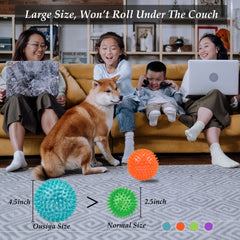 Ousiya spiky ball close-up; textured spikes support chewing and tactile play.