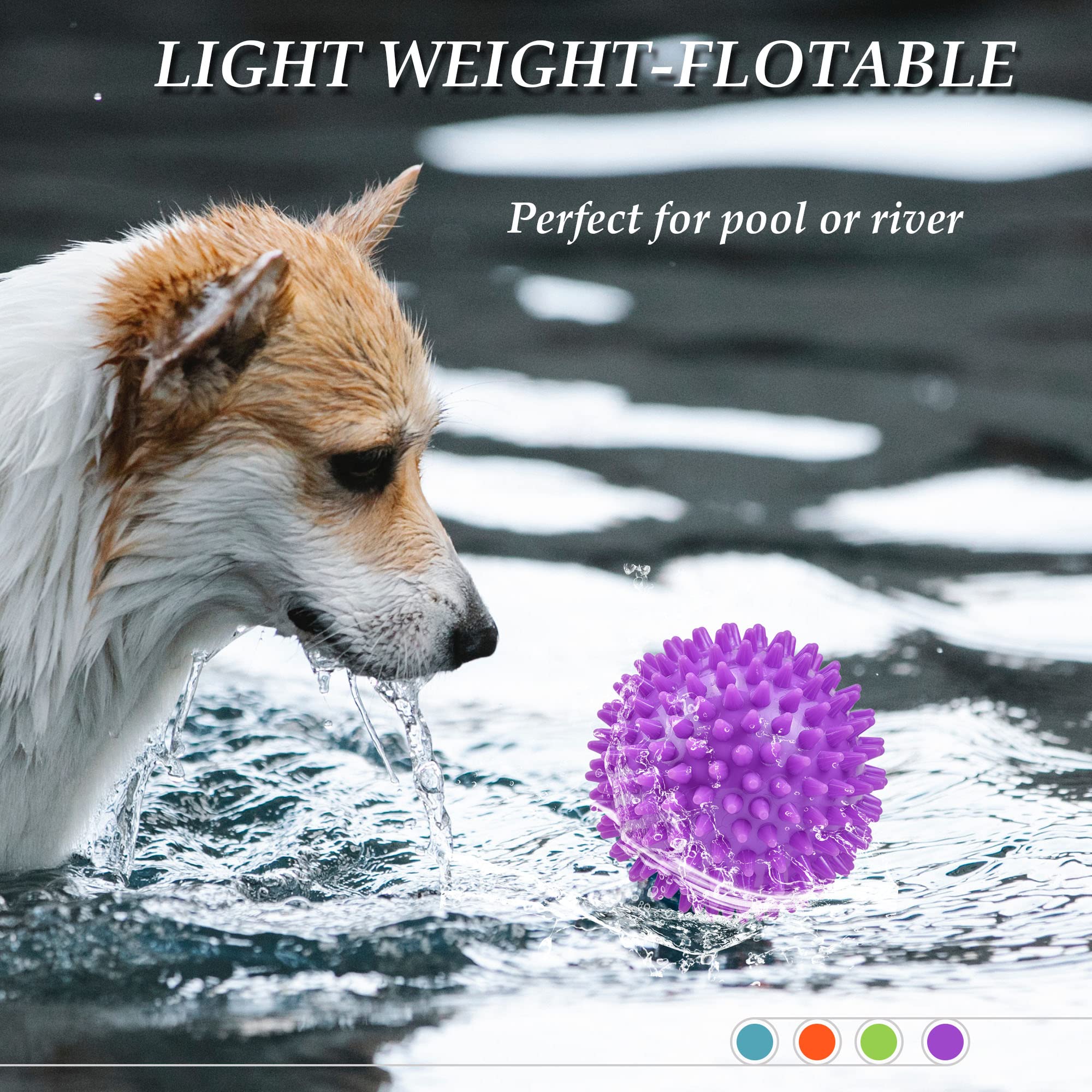 Ousiya squeaky ball during toss; lightweight bounce for indoor and outdoor play.