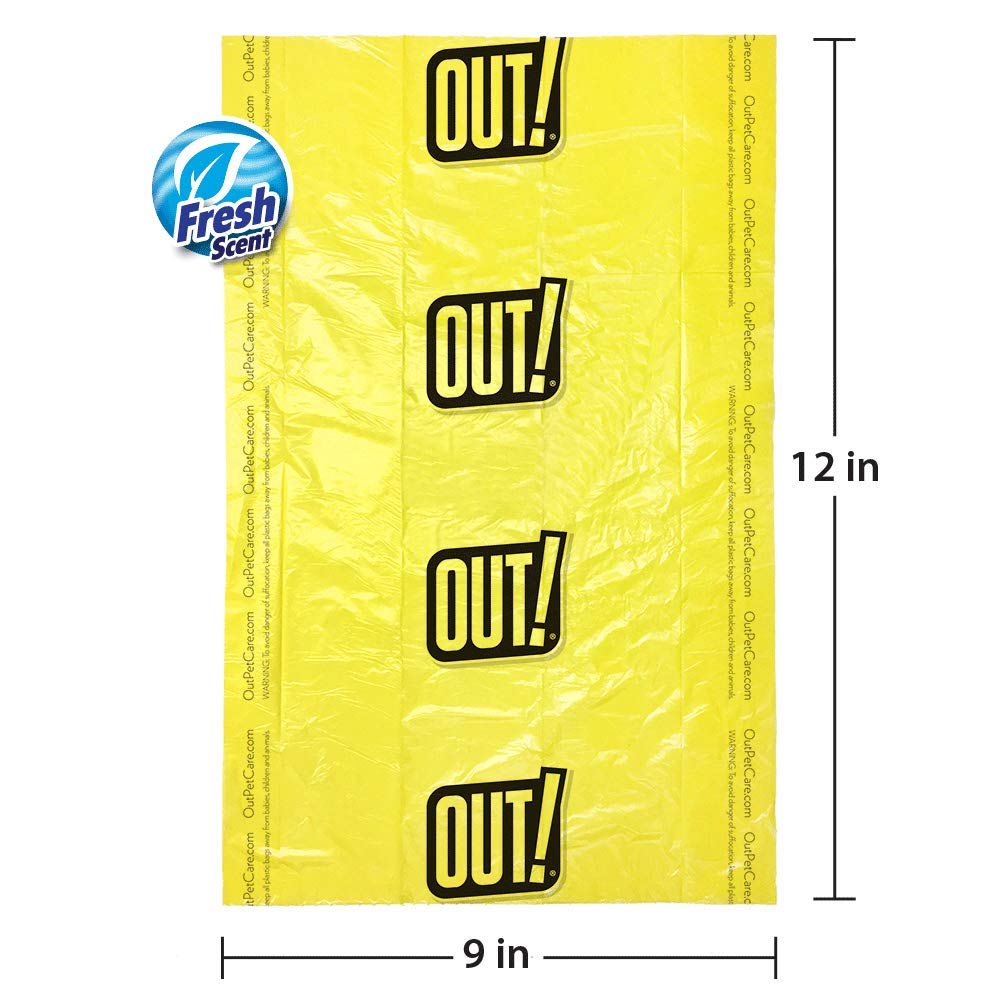 Out! dog poop bags come in an easy-dispense box for quick use