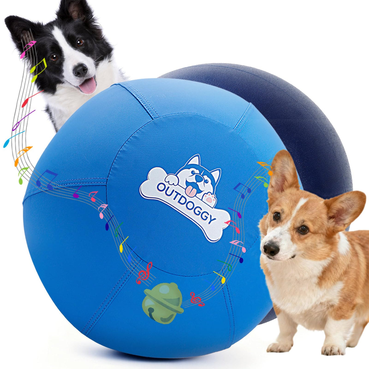Outdoggy Herding Ball 14inch front view supports durable, high-energy dog play