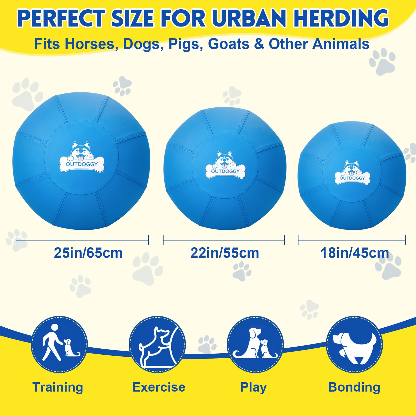 Outdoggy Herding Ball blue inner core shown for energetic herding sessions.