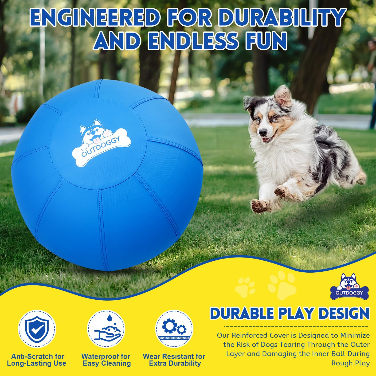 Outdoggy Herding Ball Australian Shepherd use for breed-specific play and energy burn.