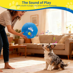 Outdoggy Herding Ball built-in bell closeup highlights engaging sound for interactive play