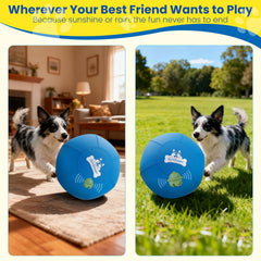 Outdoggy Herding Ball dual-layer cover closeup shows puncture-resistant, tooth-safe design