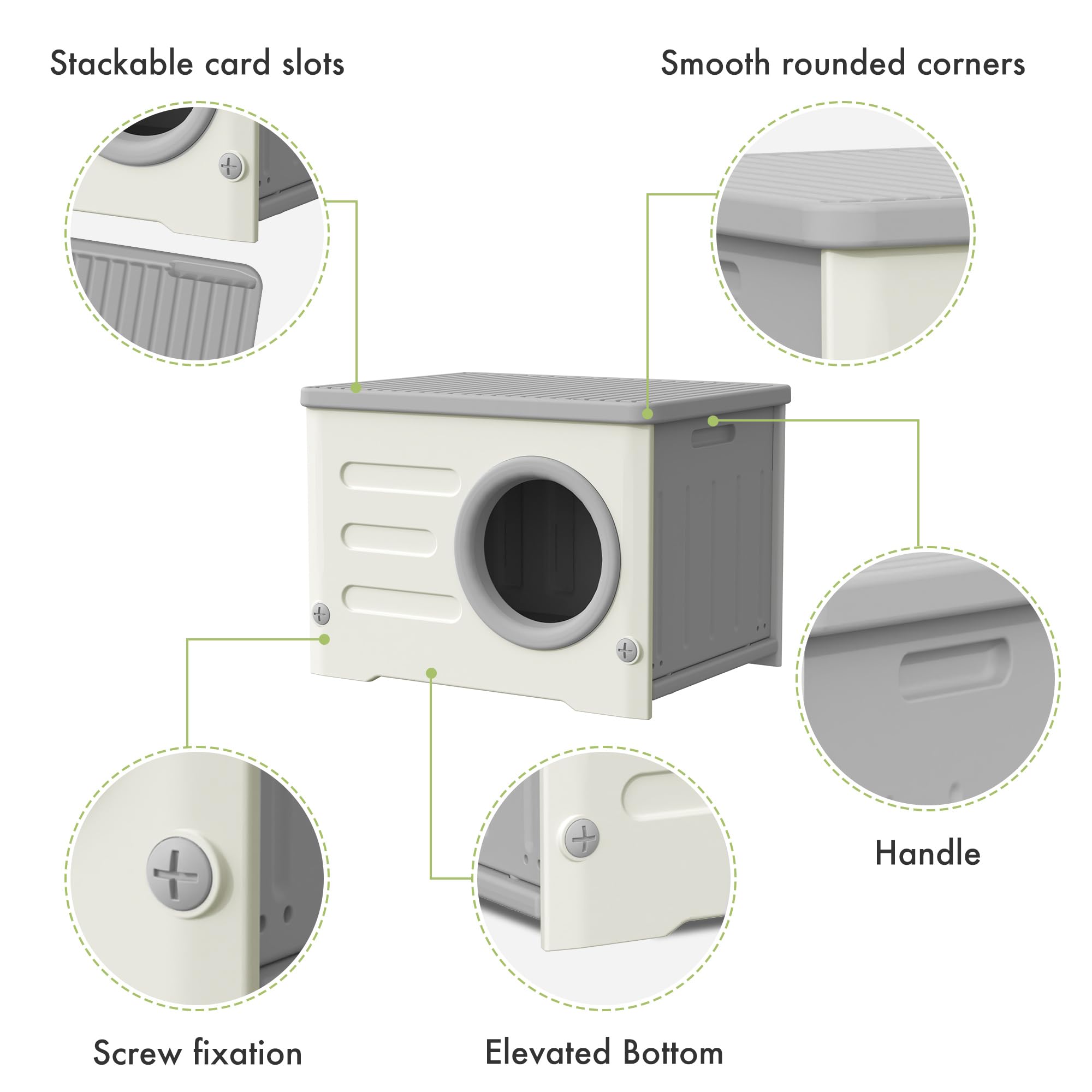 Outdoor cat house weatherproof elevated-base design keeps pets dry and off the ground.