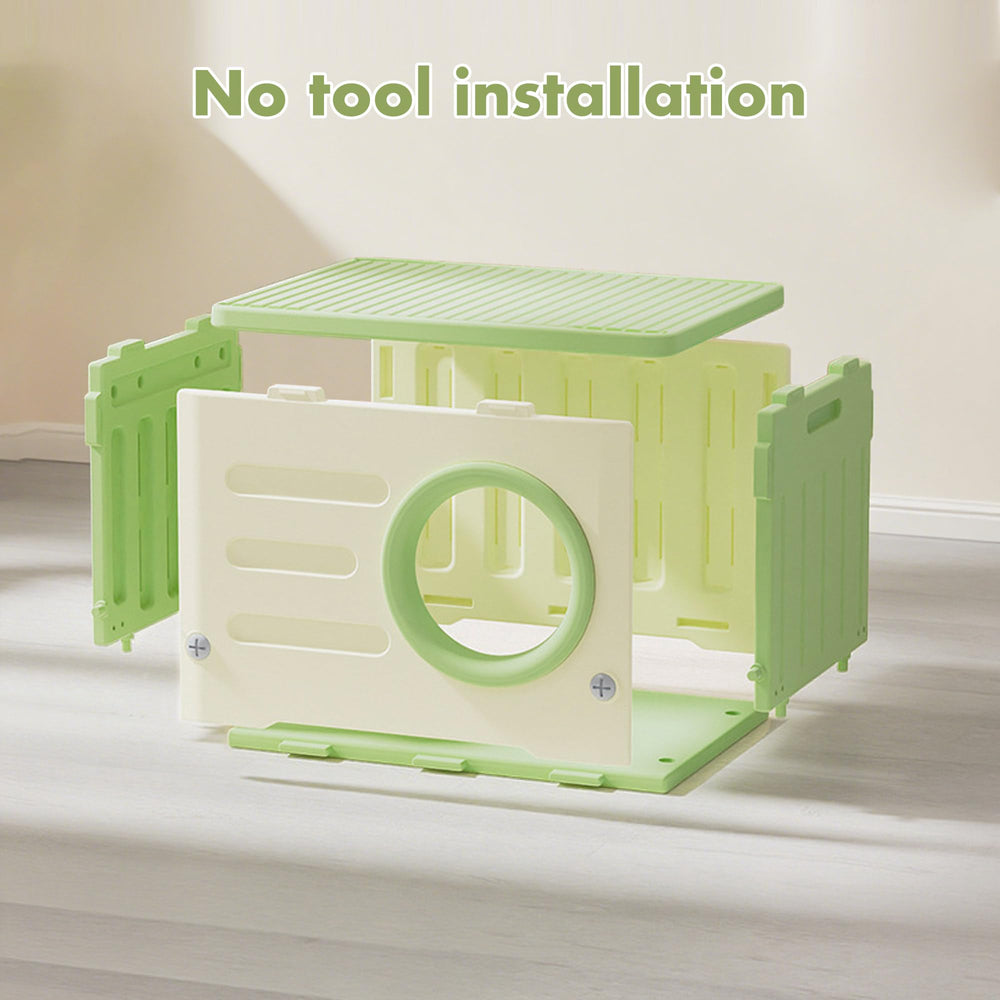 Outdoor cat house weatherproof material showcases durable, windproof, waterproof plastic construction.