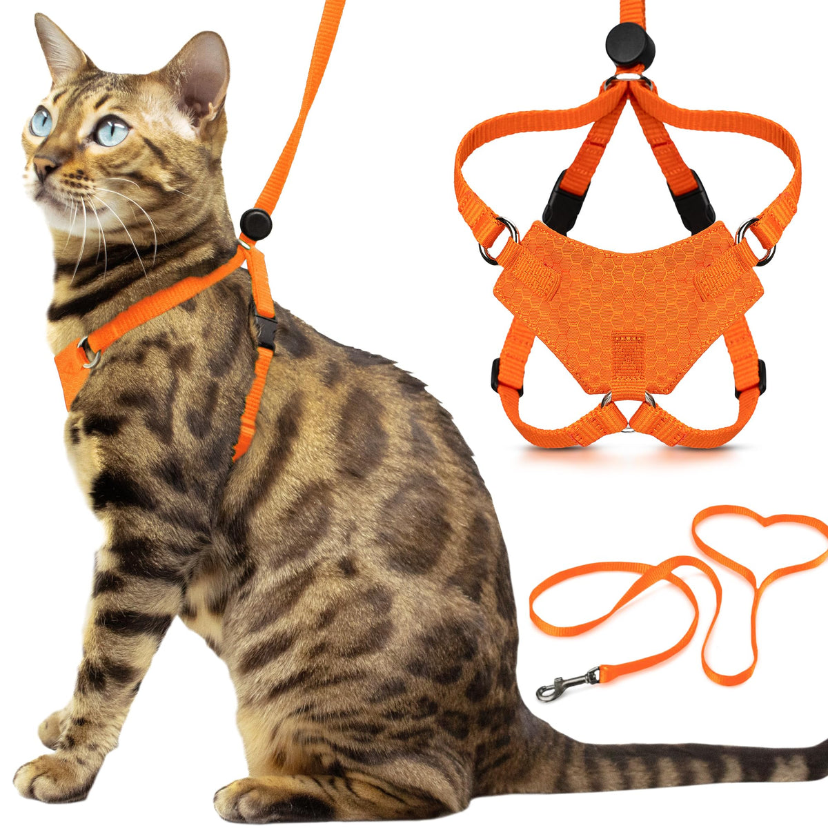 OutdoorBengal Houdini escape-proof harness orange for secure outdoor walks