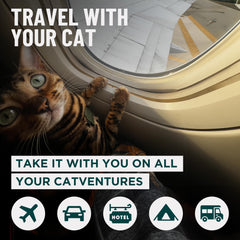 OutdoorBengal Travel Litterbox Open with cat for comfortable travel use.