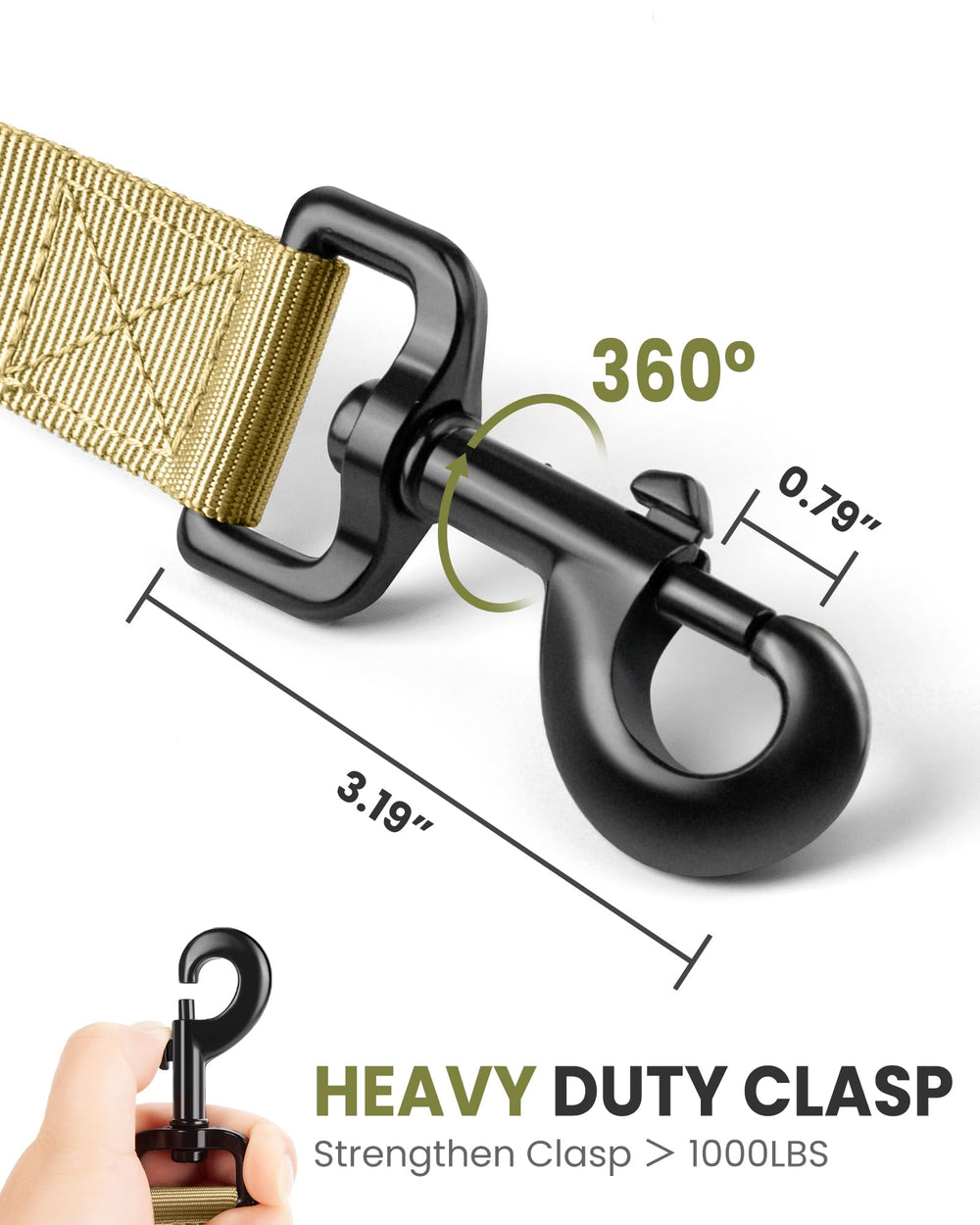OutdoorMaster bungee dog leash 360-degree clasp emphasizes secure attachment during lively walks.