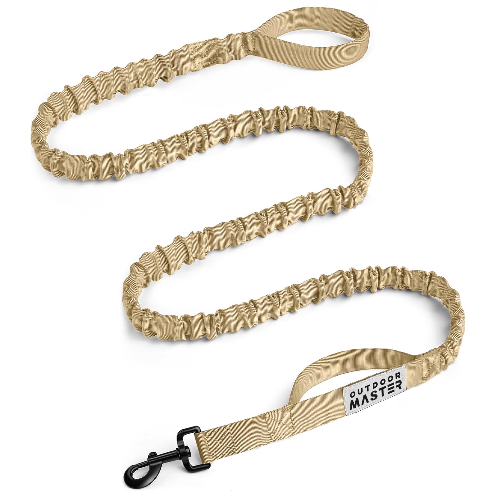 OutdoorMaster bungee dog leash main close-up shows durable nylon and elastic core for flexible control.
