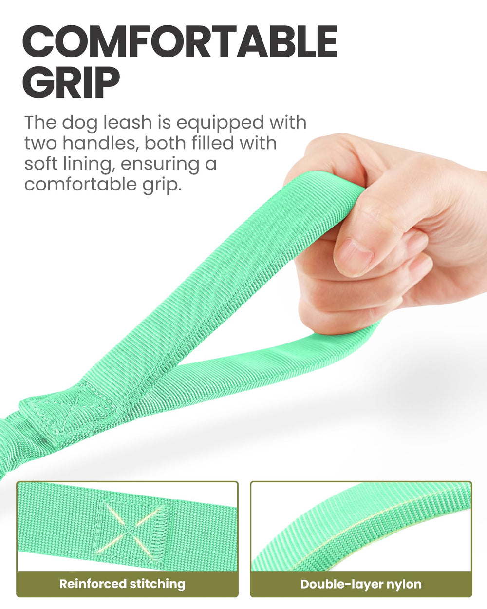 OutdoorMaster Bungee Leash shows two padded handles for comfortable control.
