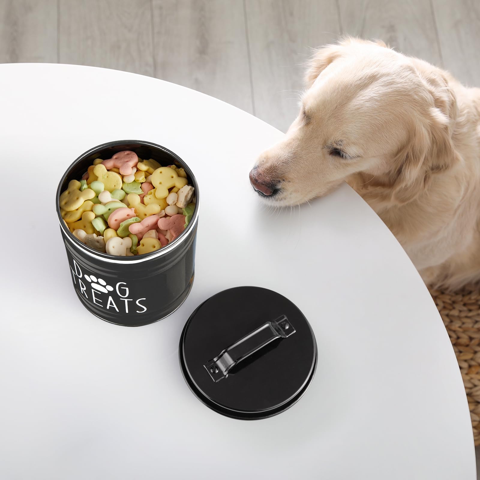 OUTNILI rustic storage jar doubles as decor while storing dog and cat snacks.