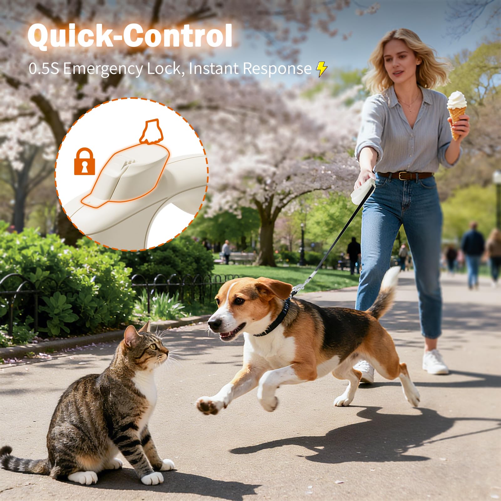 OUTRUN brake-lock operates with one hand for quick control.