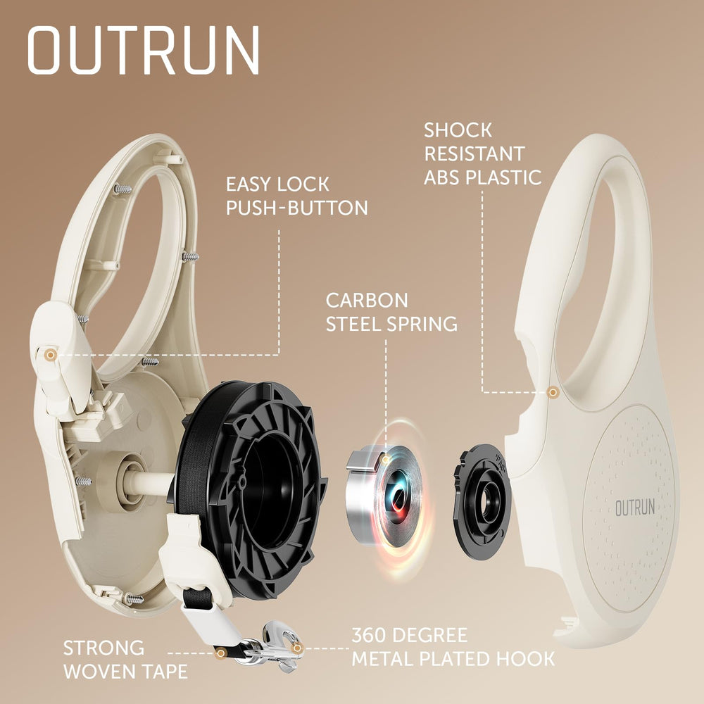 OUTRUN leash handle delivers comfortable grip to reduce hand fatigue.
