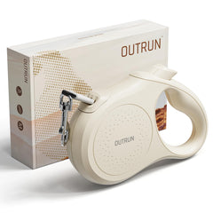 OUTRUN retractable leash extended to 16.5 feet for relaxed exploration.