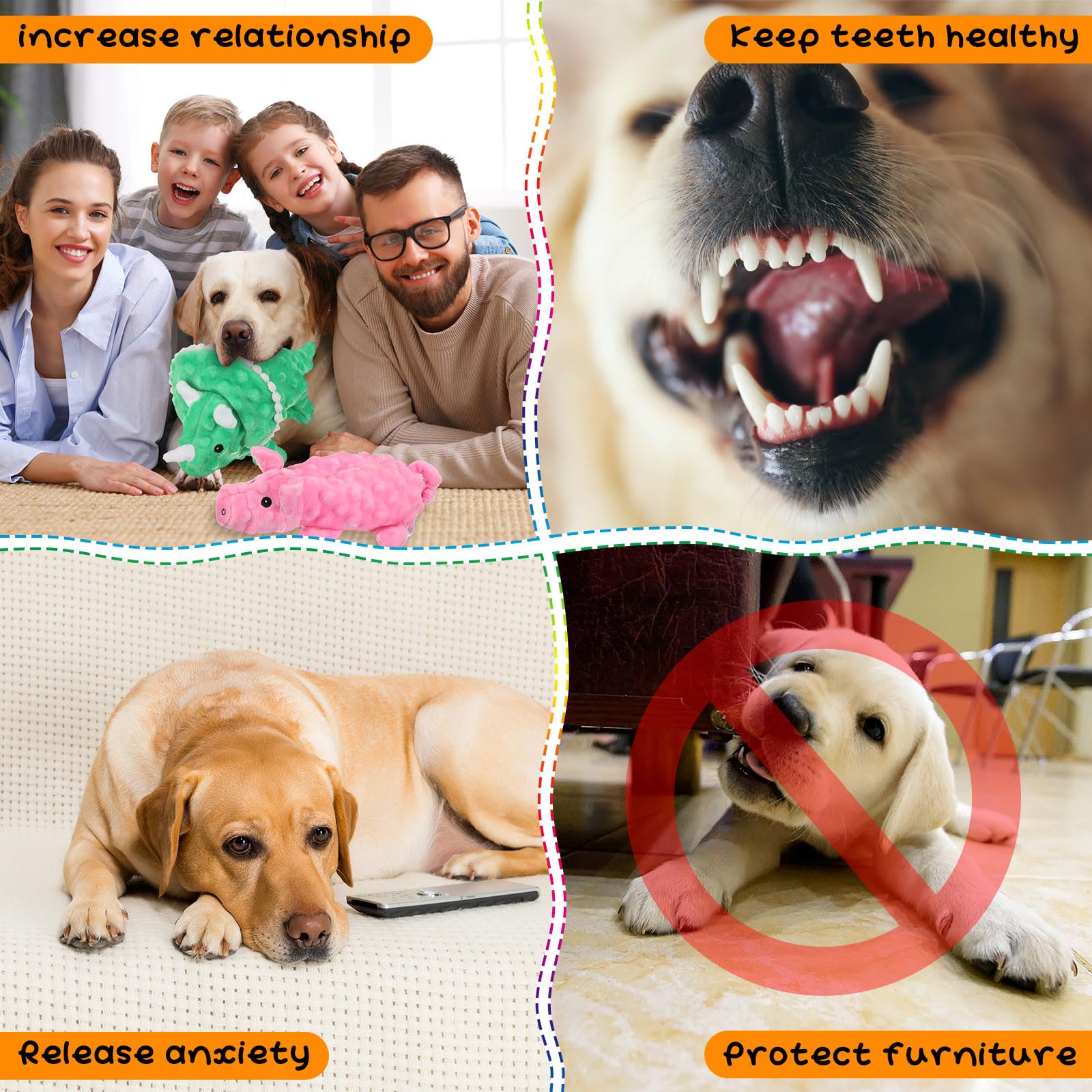 Outus crinkle tail squeaker toys promote engagement and activity for busy dogs