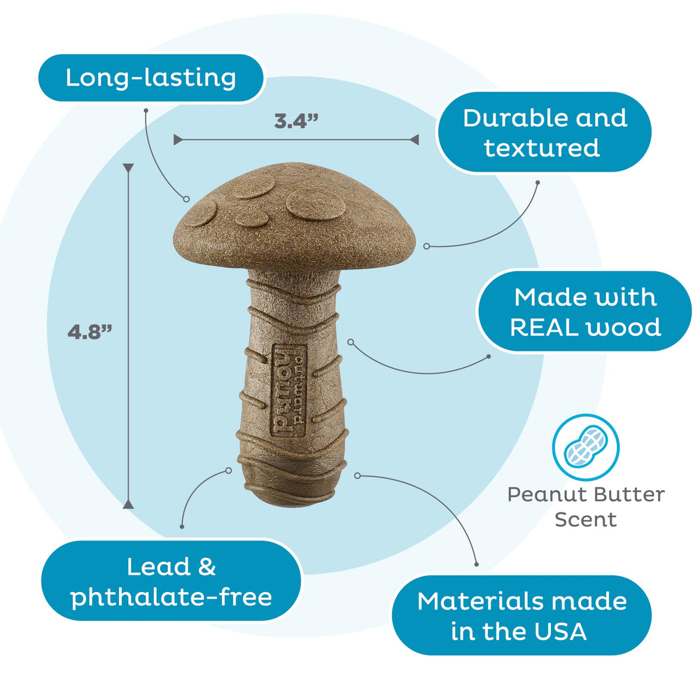 Outward Hound Dogwood Mushroom durable chew toy built for aggressive chewers.