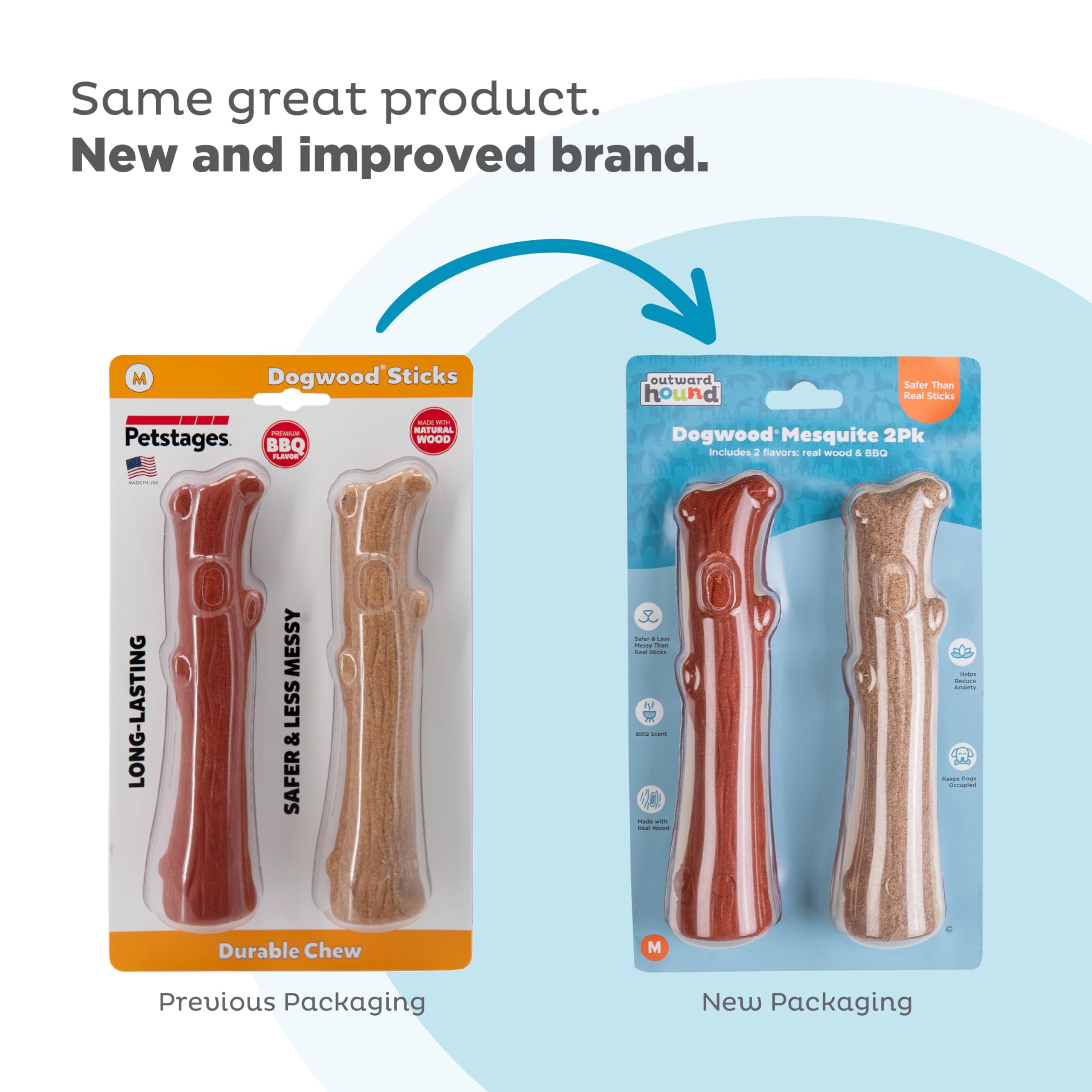 Outward Hound Dogwood real wood texture promotes focused chewing and longer play sessions.
