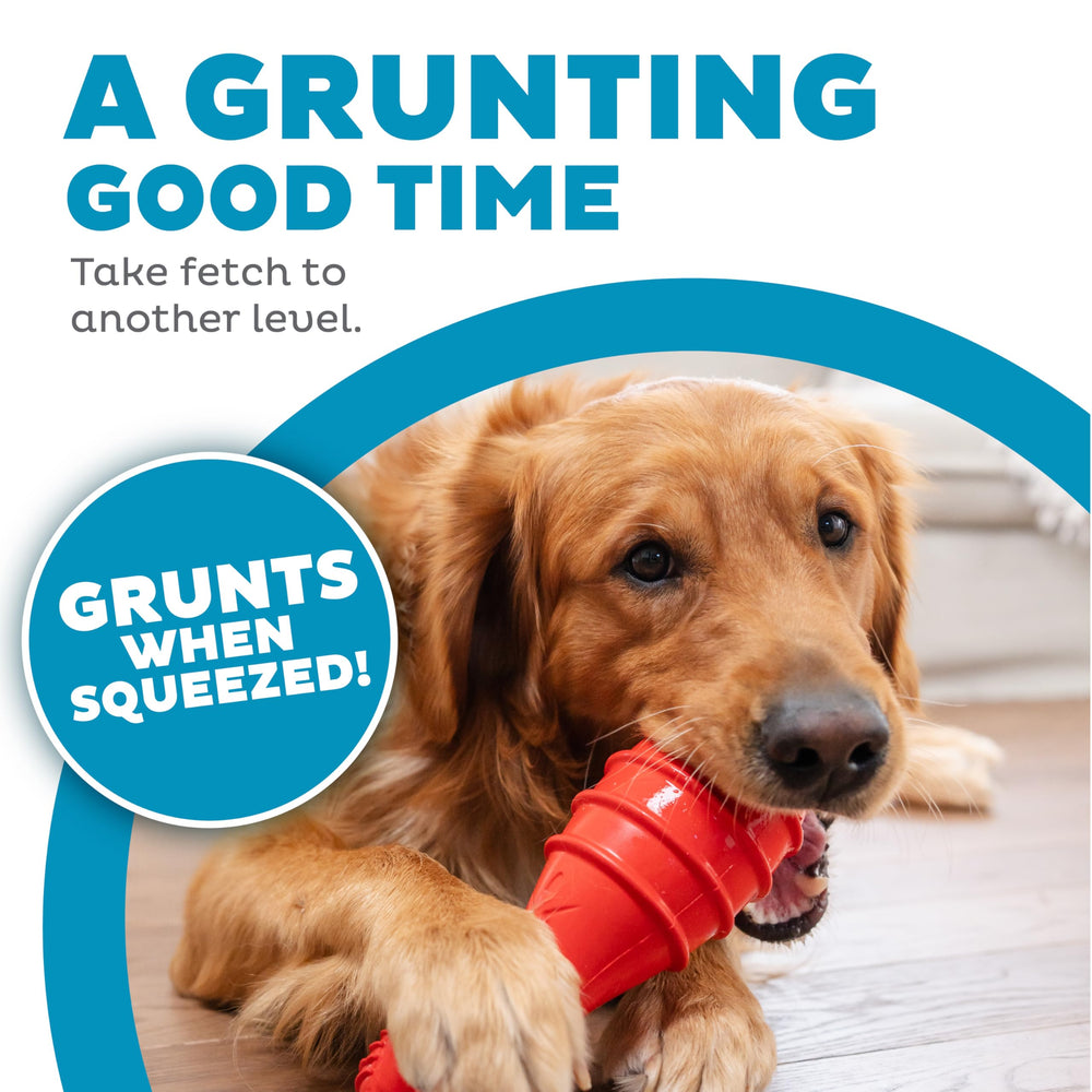 Outward Hound Grunt Fetch Stick Bunny red textured surface for durable, long-lasting play.