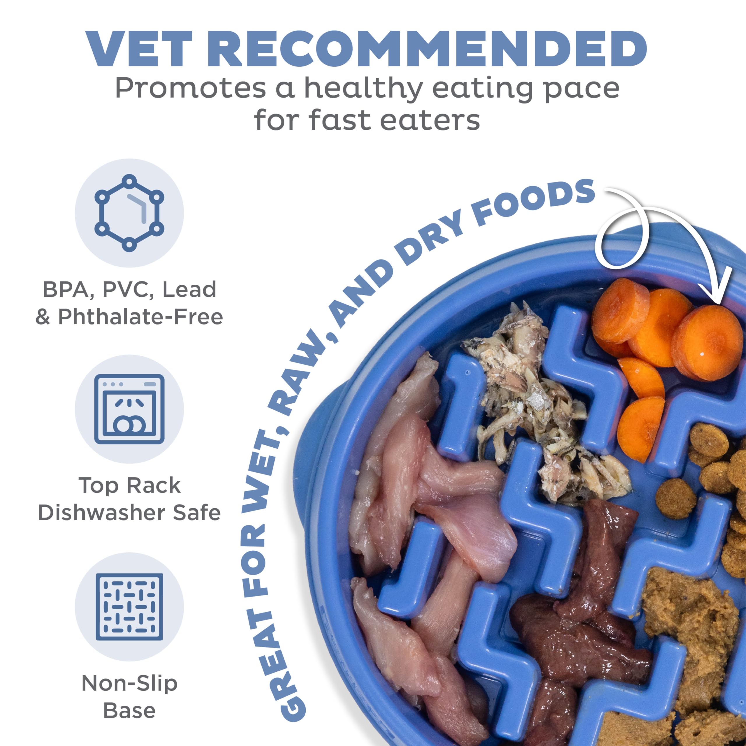 Outward Hound holds 2 cups image shows capacity for wet or dry food.