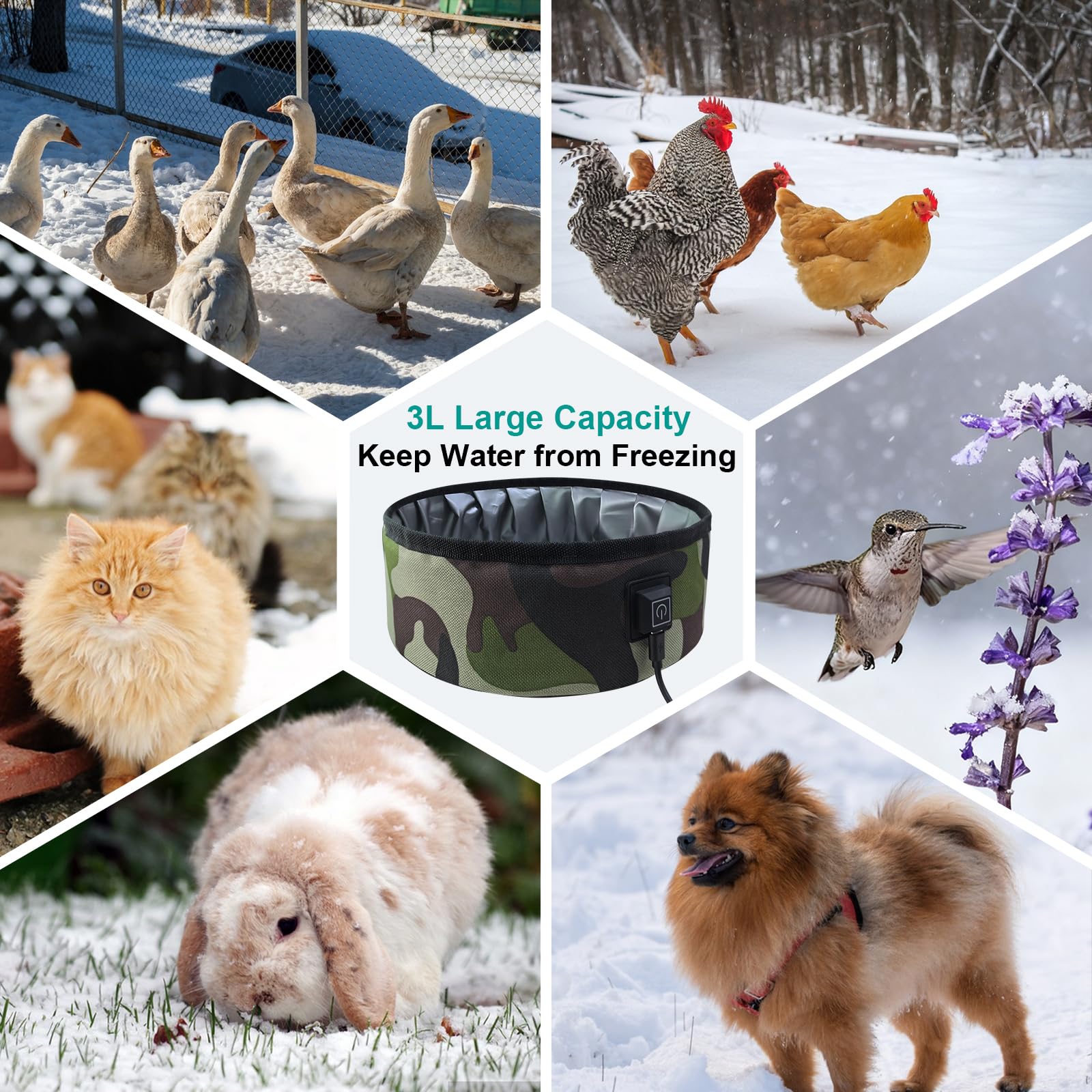 OUXDOXZ 3L capacity supports multiple pets during cold winter outdoors.