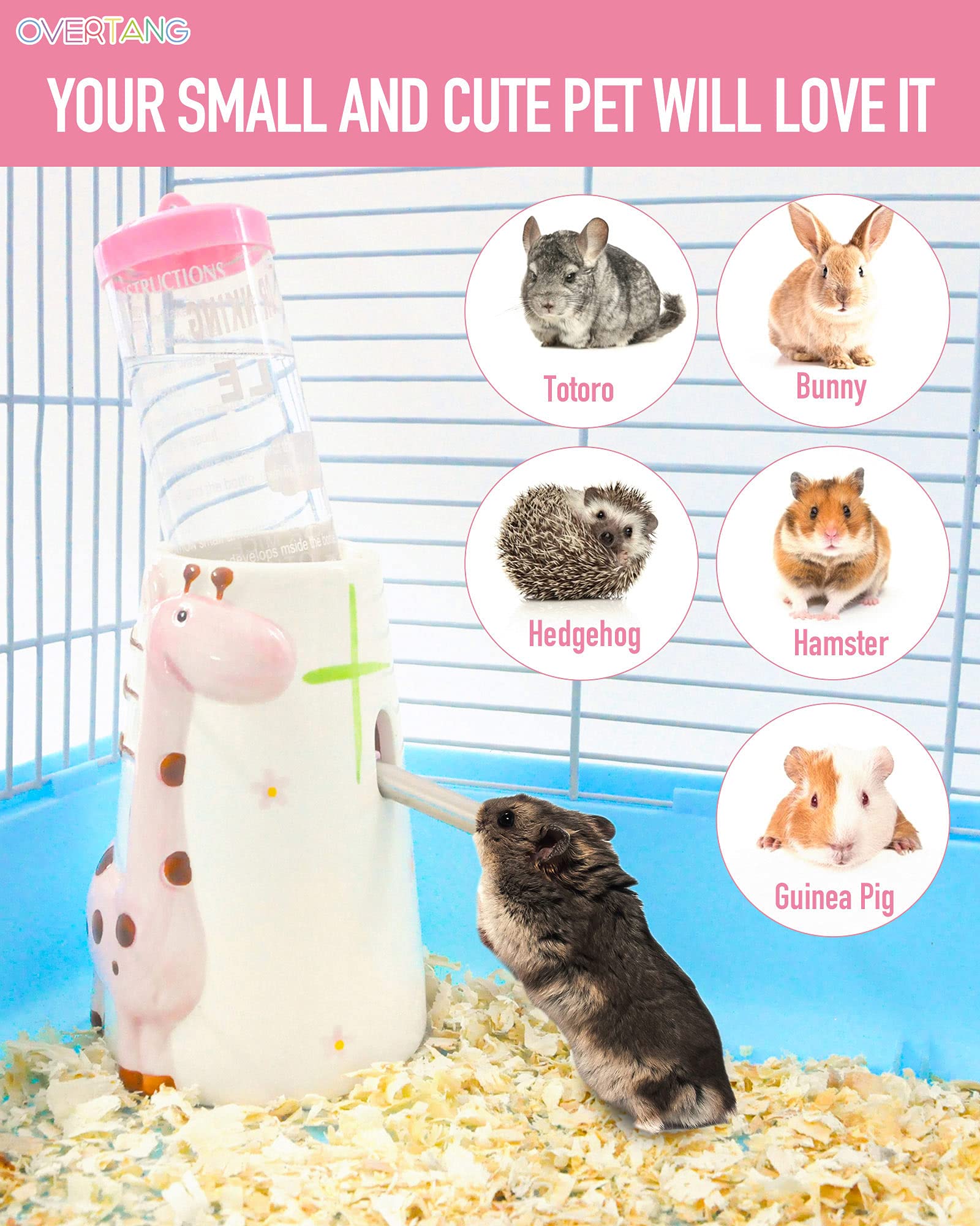 OVERTANG giraffe-pattern ceramic bottle adds a cute touch to pet habitats.