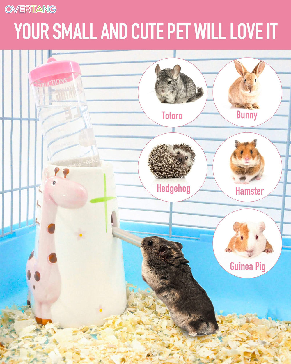 OVERTANG giraffe-pattern ceramic bottle adds a cute touch to pet habitats.