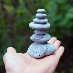 OwMell balanced stones cairn statue in water creates calming desk water feature.