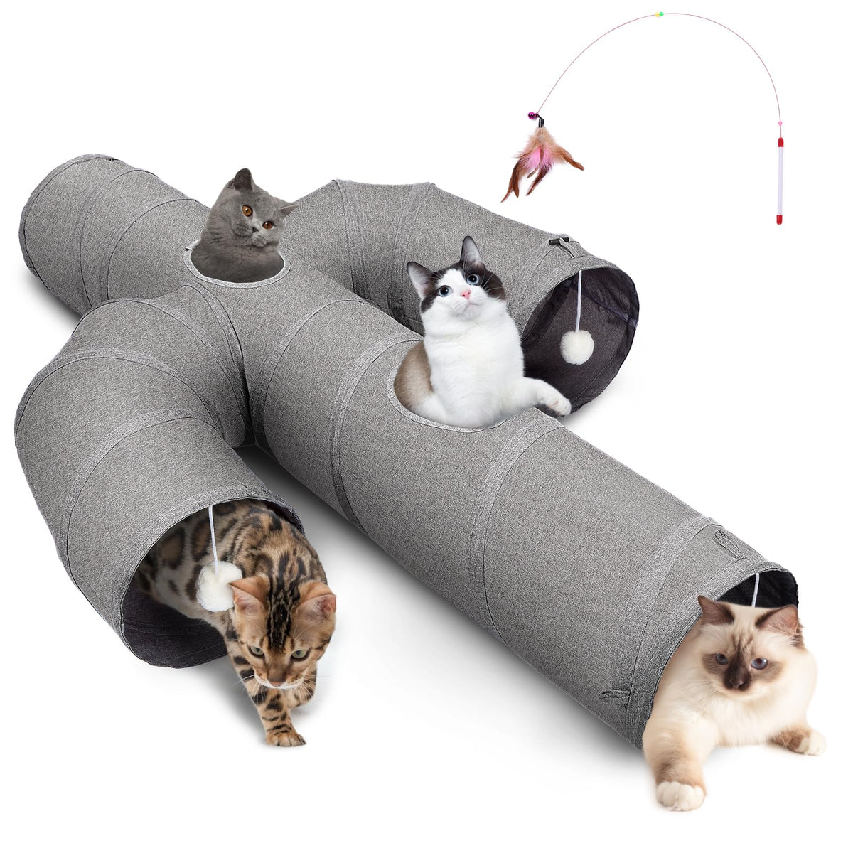 Ownpets cat tunnel 12 inch diameter offers spacious play for multiple cats.