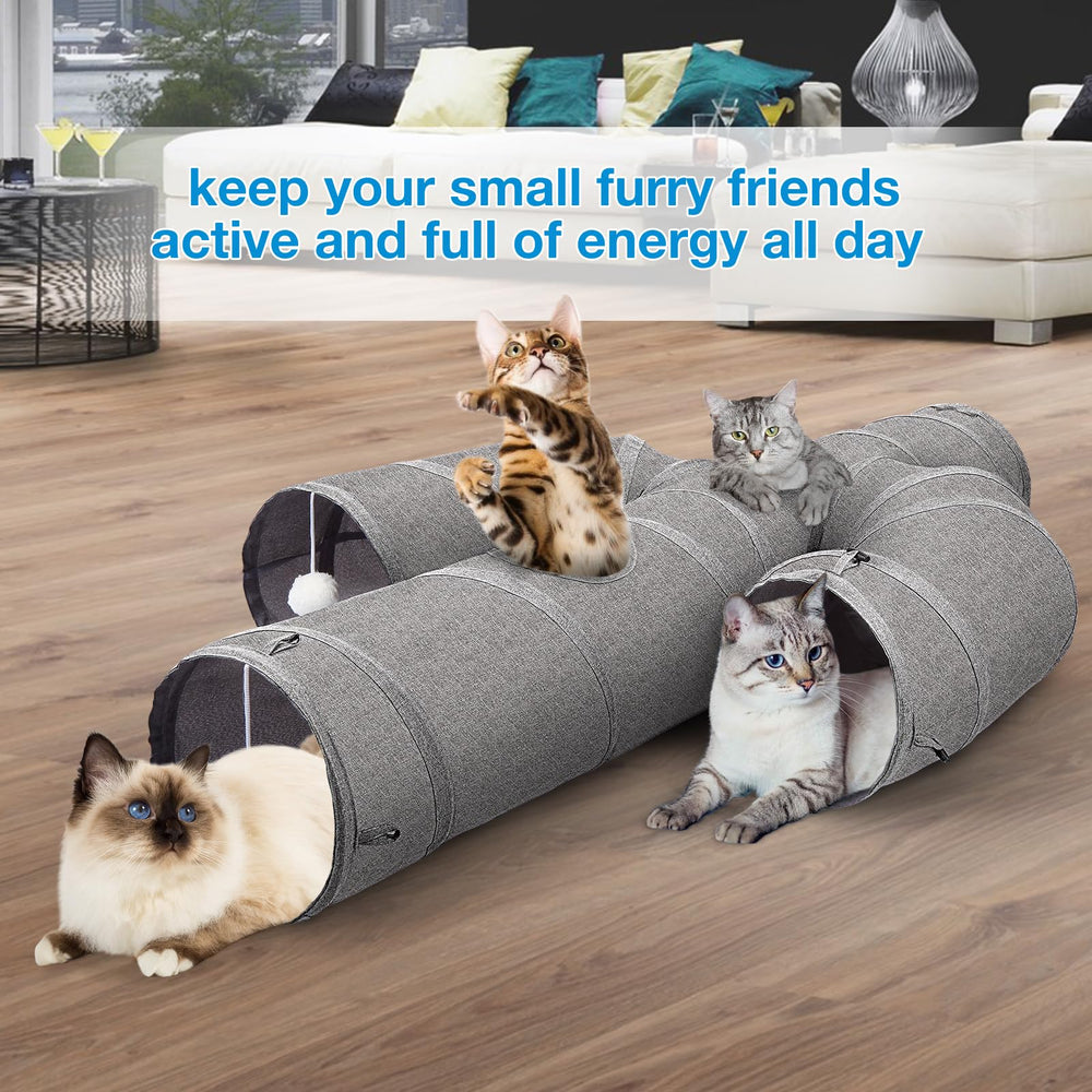 Ownpets cat tunnel cactus shape design provides hide-and-seek adventure for indoor cats.