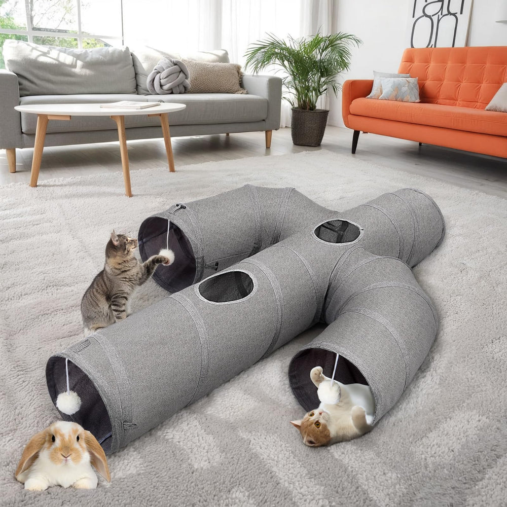 Ownpets cat tunnel feather wand enhances interactive games with cats.