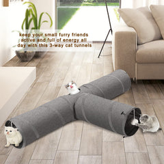 Ownpets cat tunnel folding storage shows easy collapse for travel.
