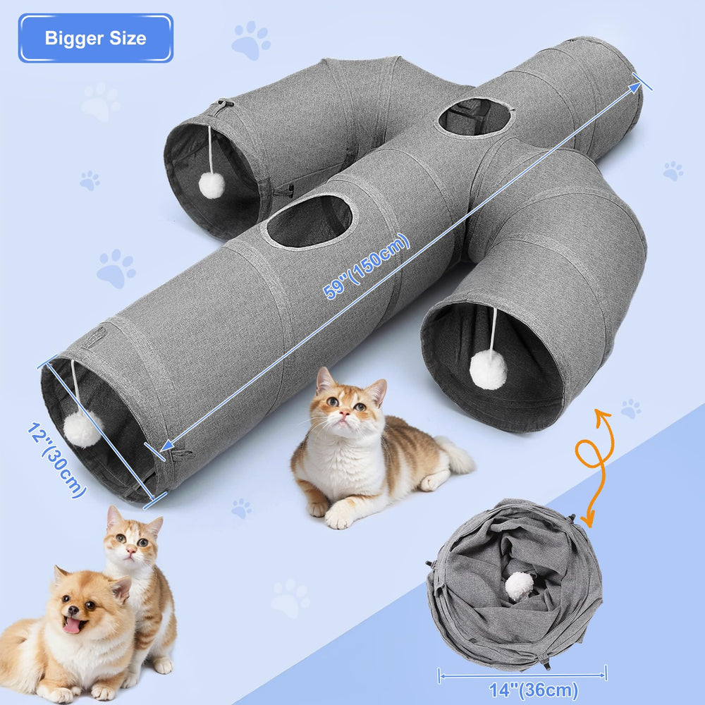 Ownpets cat tunnel hanging ball toy stimulates curiosity during play.