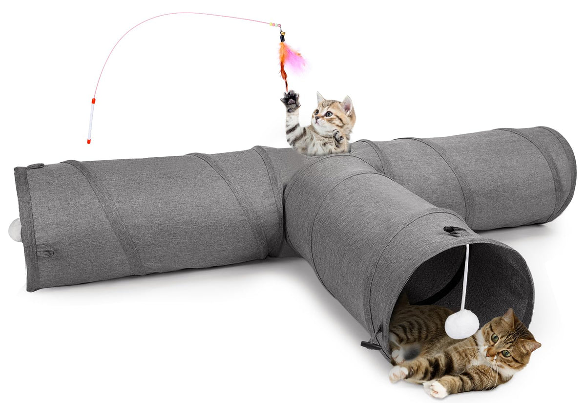 Ownpets cat tunnel outer view shows sturdy oxford fabric and portable design.