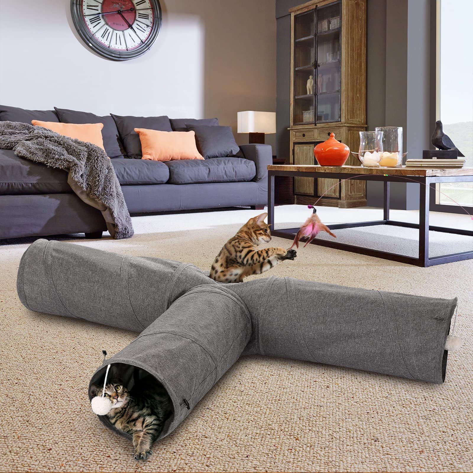 Ownpets oxford fabric cat tunnel close-up underscores durability.