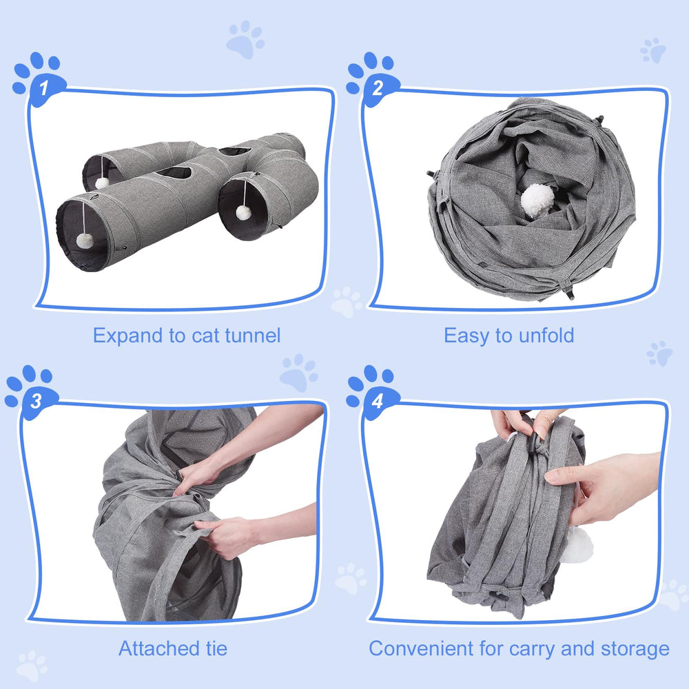 Ownpets cat tunnel with peepholes offers peek-a-boo fun and interactive exploration.