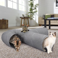 Ownpets cat tunnel three-way extended curve encourages exploration and multiple entry points.