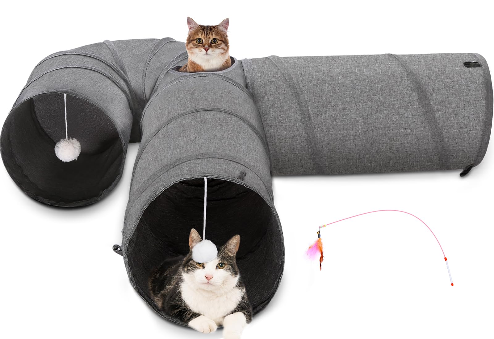 Ownpets cat tunnel twelve-inch diameter for easy big-cat play and exploration.