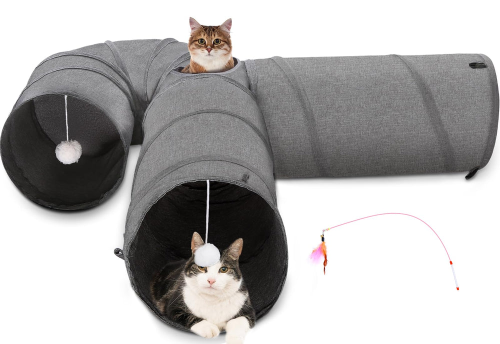 Ownpets cat tunnel twelve-inch diameter for easy big-cat play and exploration.
