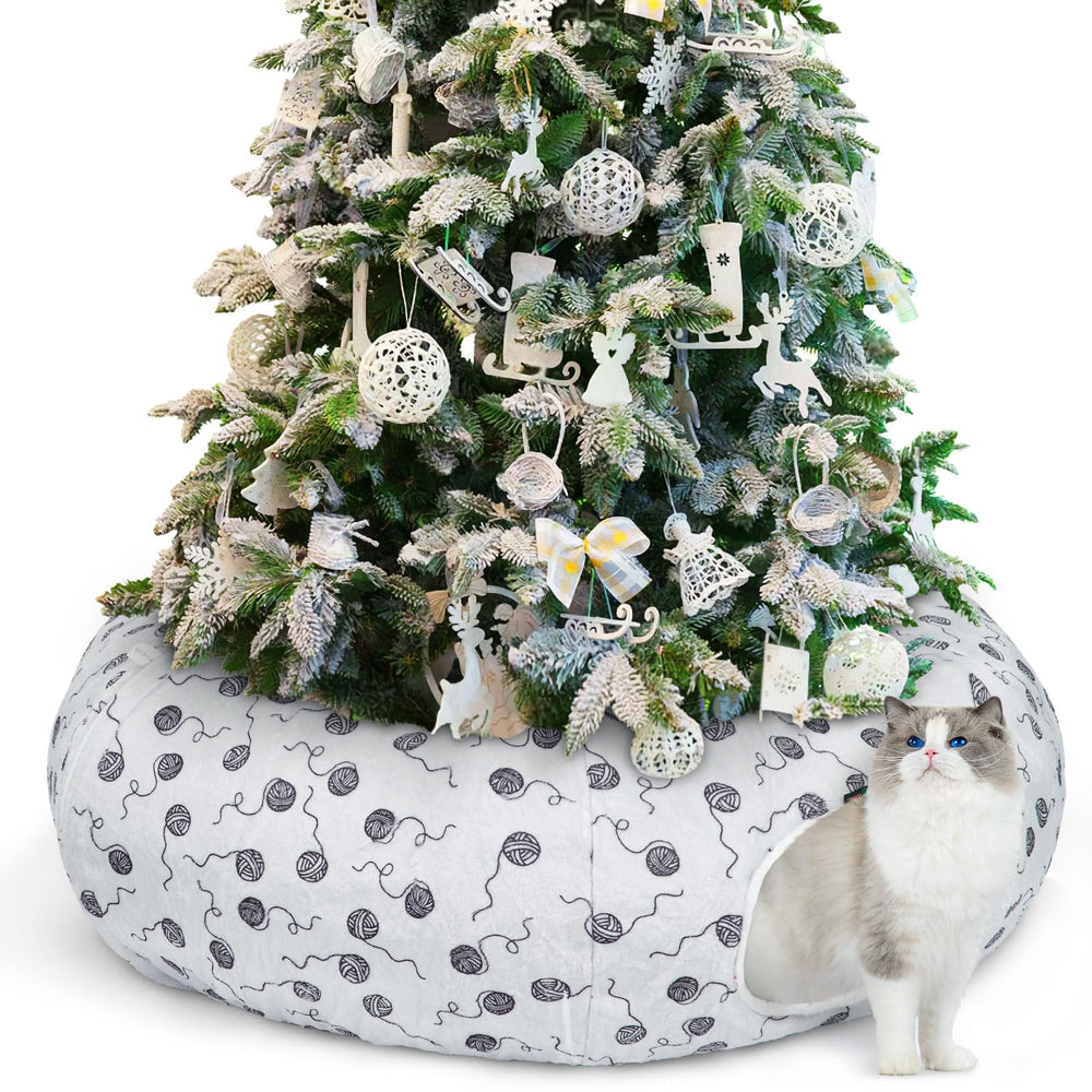 Ownpets Christmas cat tunnel bed setup demonstrates festive play space for pets.