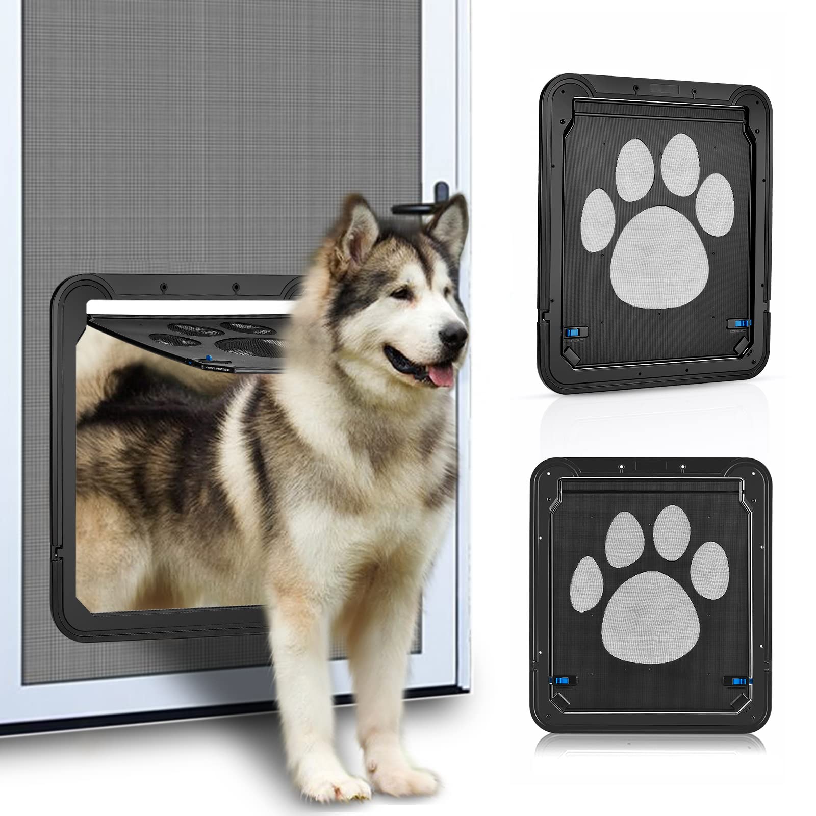 Ownpets dog screen door front view shows easy pet access.