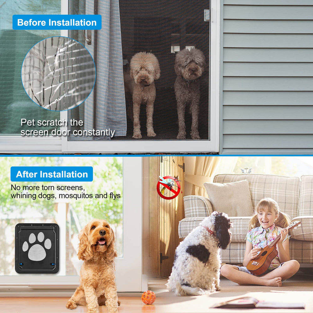 Ownpets dog screen door screw reinforcement adds sturdy support.