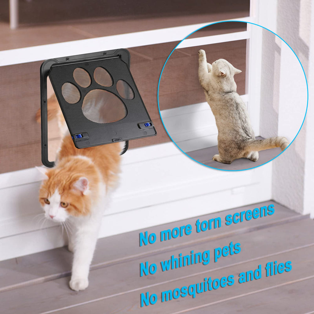Ownpets inside door universal fit demonstrates compatibility with any screen door for flexible installation