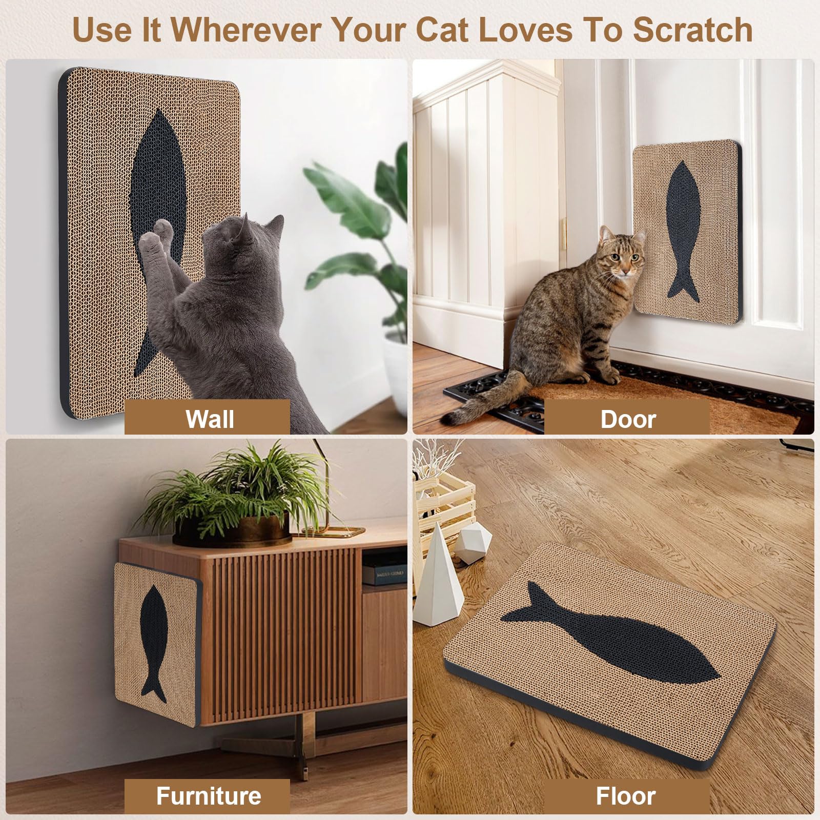 Ownpets living-room-friendly scratcher design blends with furniture and provides a dedicated outlet.