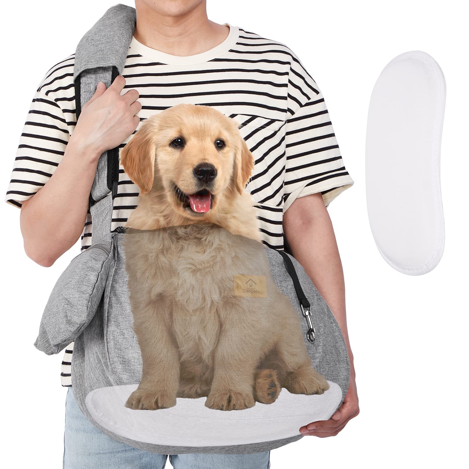 Ownpets Pet Sling Carrier size range up to 25lbs suitable for small to medium pets.